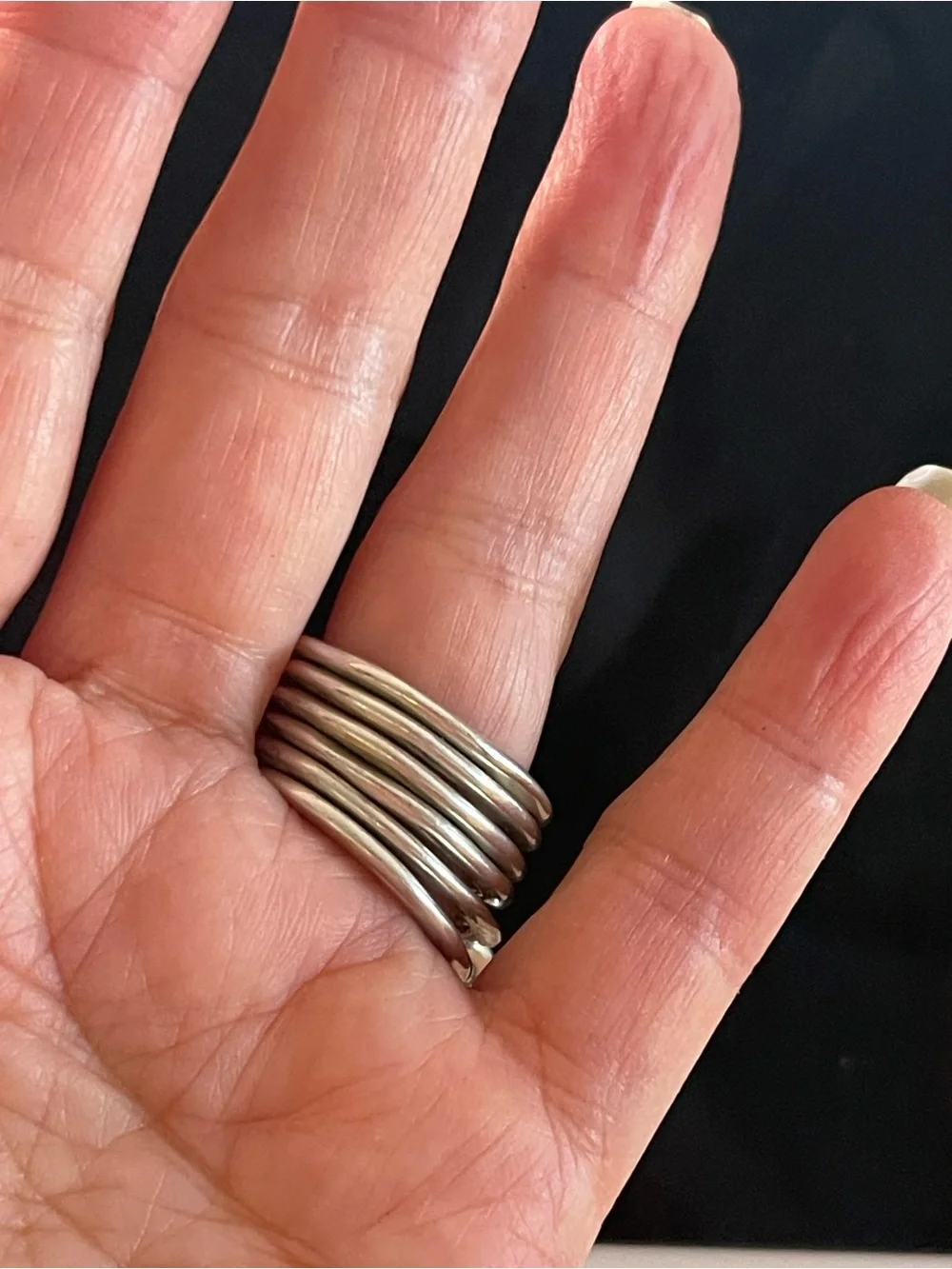 UNO de 50 Silver “prisoner”Multi-Ring Statement with Charm with Gift Pouch